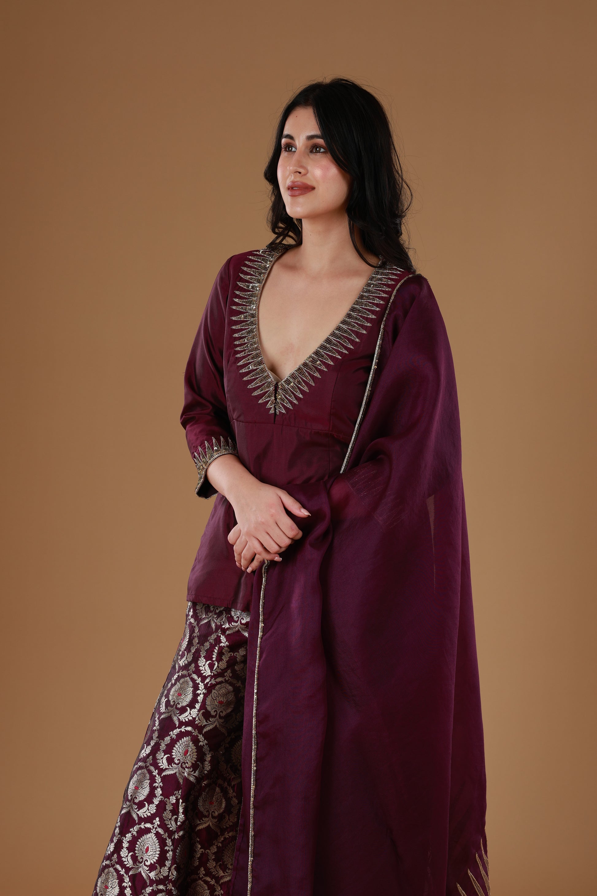 silk sharara dress Khevna Handwoven Benarasi Silk Sharara Set