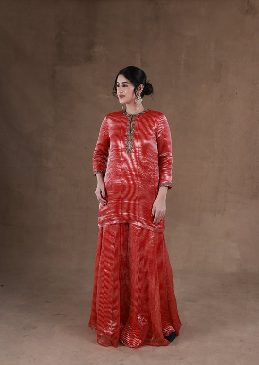 Luminous Red Festive Sharara