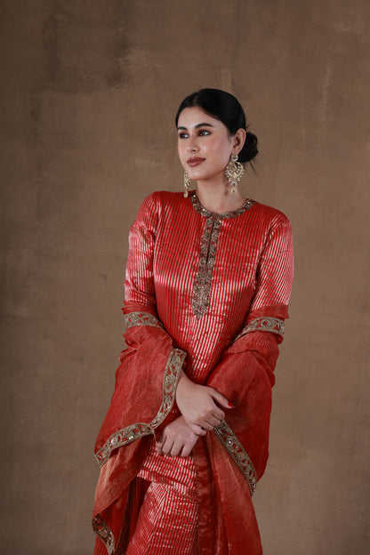 Luminous Red Festive Sharara