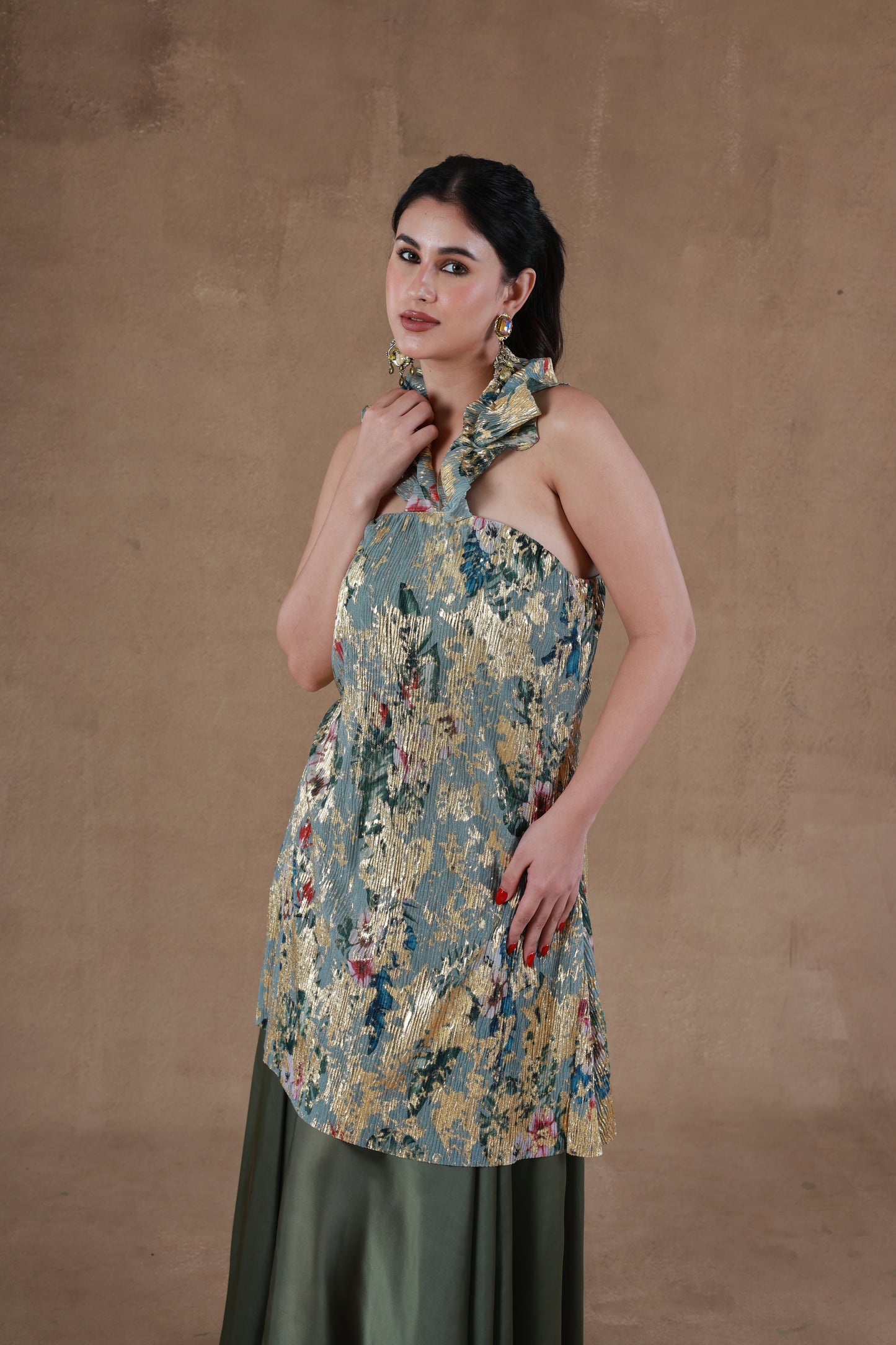 Golden Olive Crush Dress