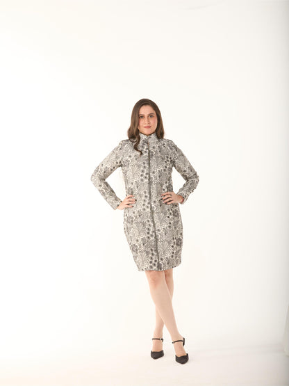 B&W Intricate Embroidered Jacket Dress