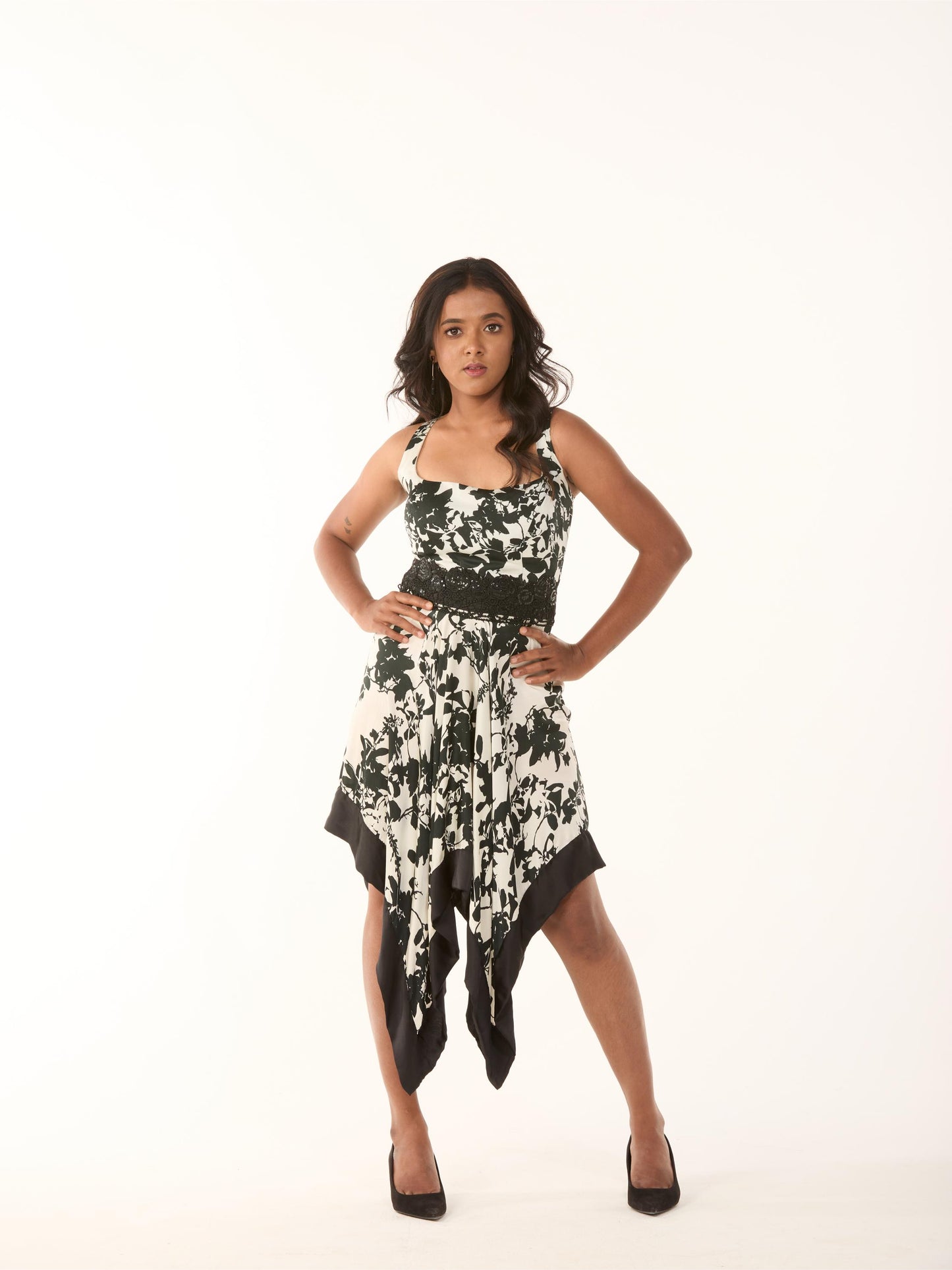 B&W Kerchief Cut Dress