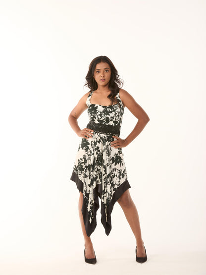B&W Kerchief Cut Dress