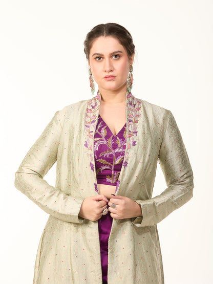 Mint Green Banarasi Jacket Set