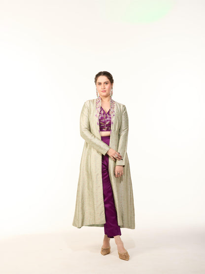 Mint Green Banarasi Jacket Set