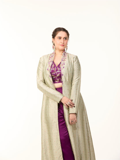 Mint Green Banarasi Jacket Set