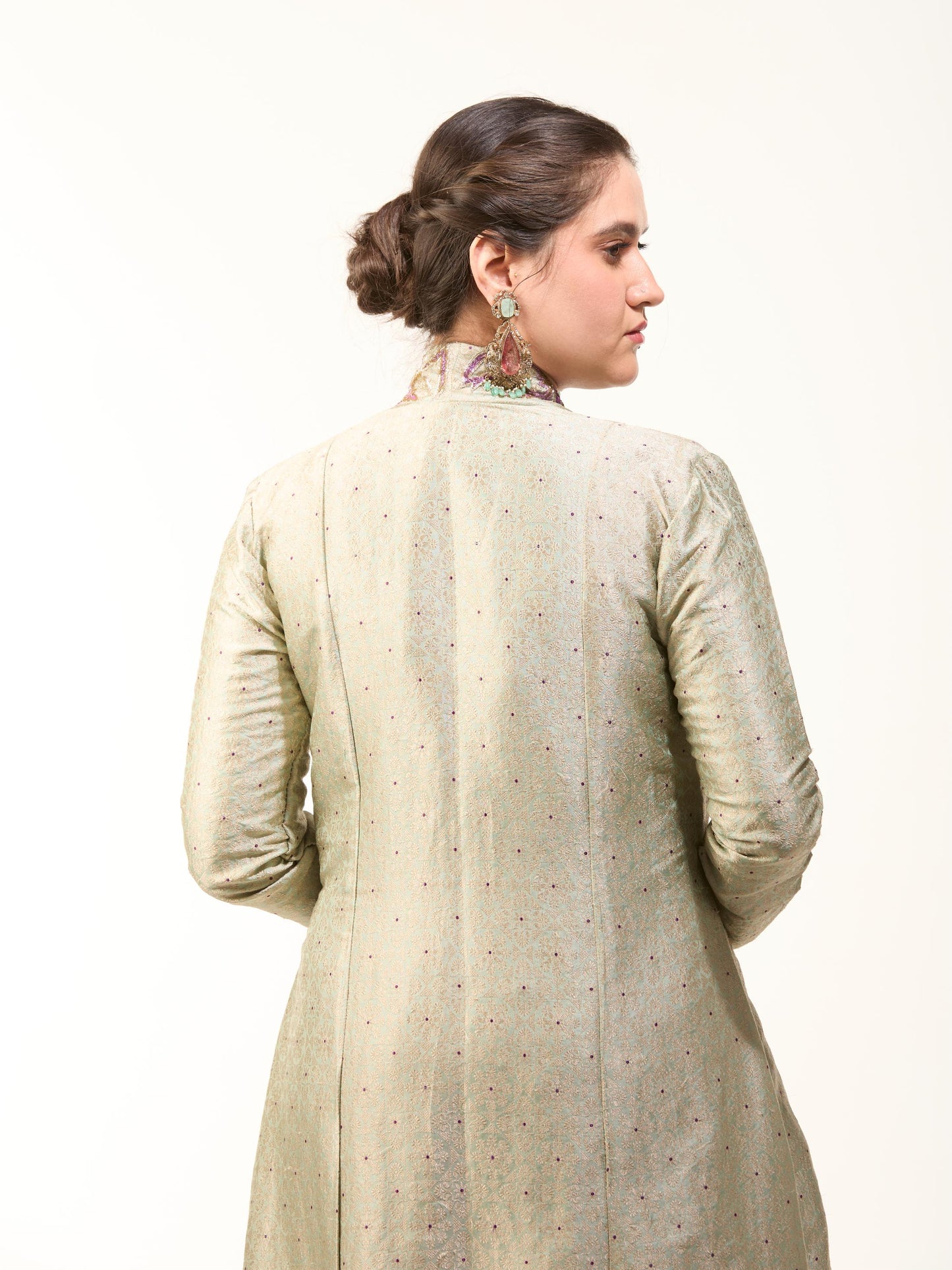 Mint Green Banarasi Jacket Set