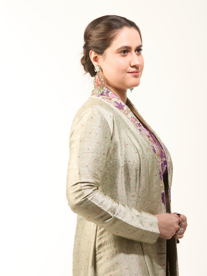 Mint Green Banarasi Jacket Set