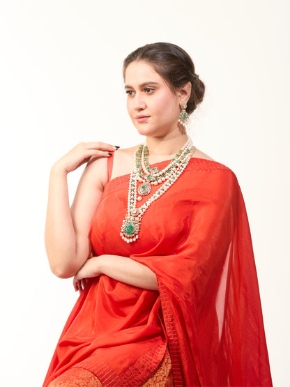 Rust Orange Pathu Silk Gown